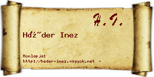 Héder Inez névjegykártya